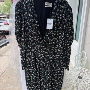 Essentiel Black Zigong Floral Midi Dress 42